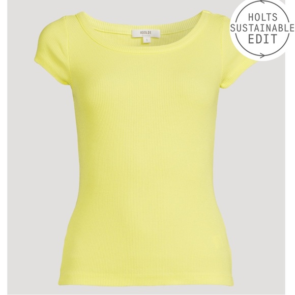 NEW Agolde 90s Scoopneck Fitted Rib Tee in Tarte - Picture 3 of 7